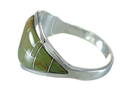 Genuine Sterling Silver Southwestern Turquoise Inlay Ring Size 5-1/4 AX88553